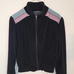 Vintage 80's Kristen, black and multi colored track suit. Size Medium (M).